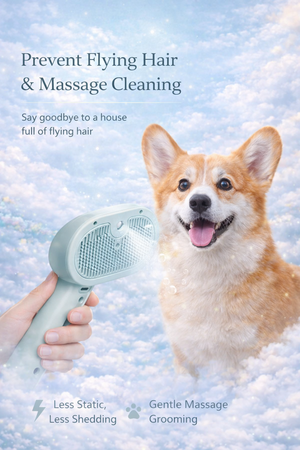 Pet Cleaning Grooming Dematting Mist Humidifier Hair Remover Brush