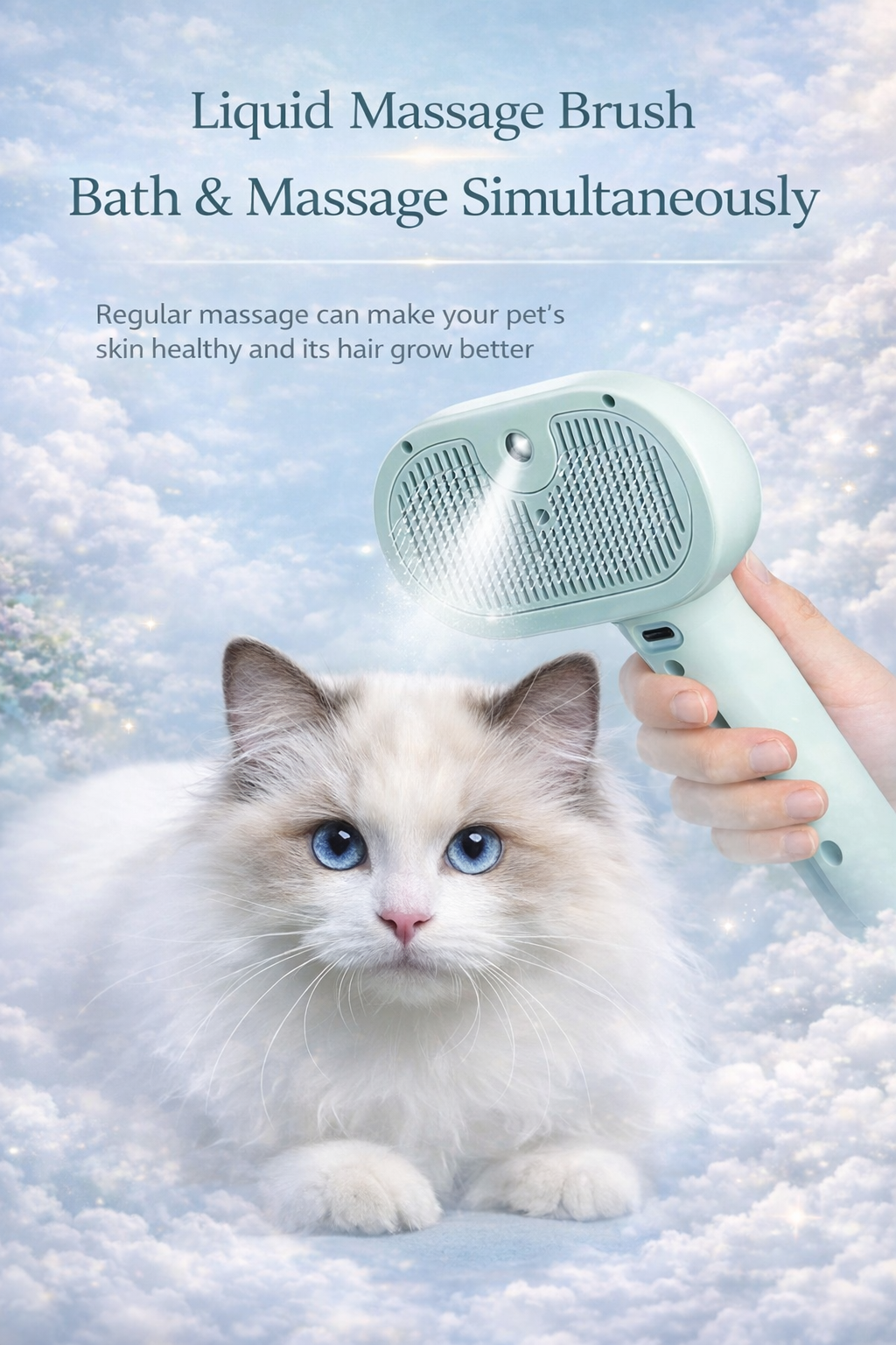 Pet Cleaning Grooming Dematting Mist Humidifier Hair Remover Brush